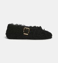 Ballerines en peau lainée crème avec boucle Marni