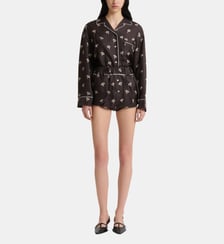 Jupe-culotte en sergé de soie imprimé floral Marni