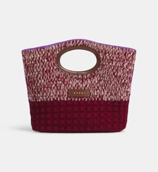 Sac pochette Knotty en laine et en cuir signature Marni