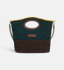 Sac pochette Knotty en laine et en cuir signature Marni