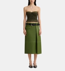 Jupe midi en cuir avec poche Marni
