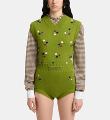 Top droit sans manche motif floral en laine mélangée Marni