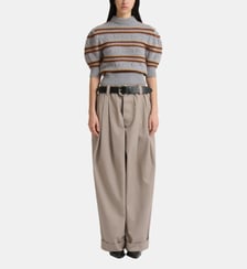 Pantalon large en coton à plis Marni