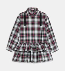 Ensemble blouse et jupe à volants tartan IL GUFO