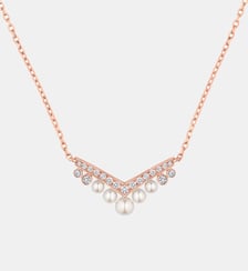 Chaine pendentif en or rose diamants et perles de culture Chaumet