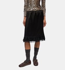 Jupe Fluid Satin Knee Length Frill Ganni