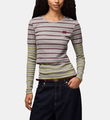 T-shirt Soft Cotton Rib Long Sleeve Double layer Ganni