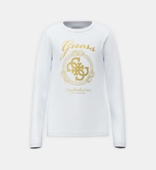 T-shirt à manches longues et logo irisé Guess