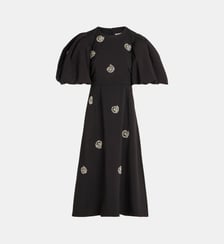Robe longue à manches bouffantes avec fleurs en strass Stine Goya