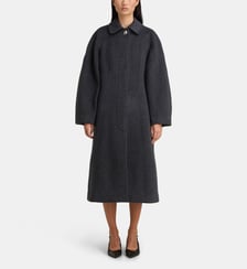 Manteau long aspect flanelle boutonné laine Stine Goya