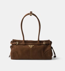 Sac à main Bonnie en cuir nubuck de taille moyenne Prada