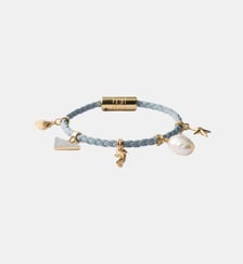 Bracelet charm en cuir nappa tressé Prada