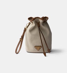 Pochette en toile et cuir signature Prada