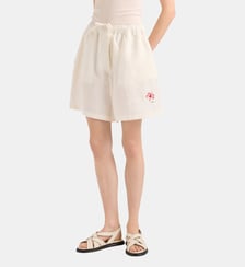 Short en lin flammé brodé Prada