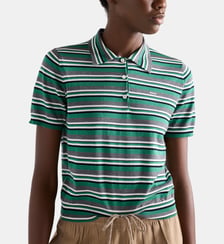 Polo droit en coton à rayures signature Prada