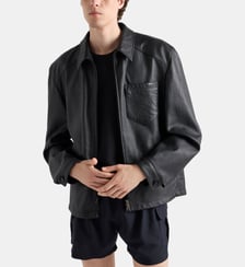 Veste droite en cuir nappa Prada