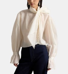 Chemise à nœud lavallière en organdi Polo Ralph Lauren