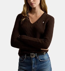 Pull col en V torsadé en laine et cachemire Polo Ralph Lauren