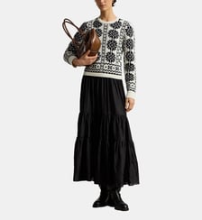 Robe gitane en soie à corsage en maille Polo Ralph Lauren