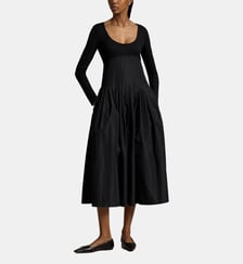 Robe longue plissée à couture empire Polo Ralph Lauren