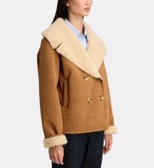 Veste courte suède Vyn à col tailleur effet sherpa Leon & Harper