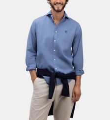 Chemise en lin et coton à col italien El Ganso