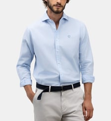 Chemise en lin et coton à col italien El Ganso