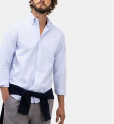 Chemise Oxford bleu clair unie à boutons El Ganso