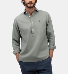 Polo en coton et lin à col italien El Ganso