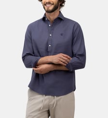 Polo en coton et lin à col italien El Ganso