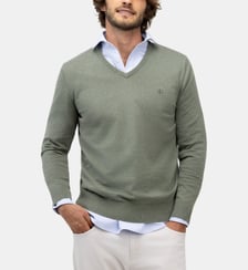 Pull col V droit en coton El Ganso