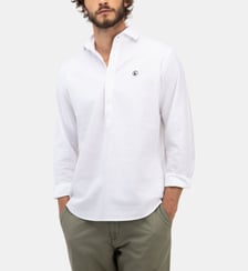 Polo en coton et lin à col italien El Ganso