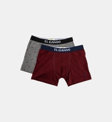 Pack Boxer en maille unie bordeaux/gris chiné AOP Gansos bordeaux El Ganso
