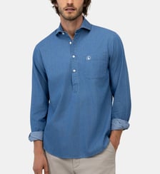 Polo en denim à col italien El Ganso