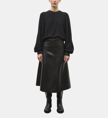 Jupe longue droite en maille effet cuir Molli