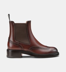 Bottines Chelsea Brogue à talon large Santoni