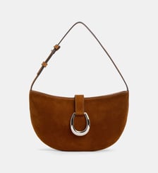Sac demi-lune Harlow cuir velours Staud