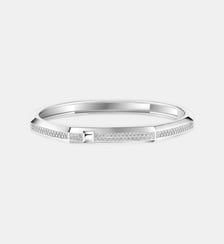 Bracelet jonc en or blanc et pavé de diamants - Moyen modèle Messika