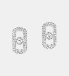 Boucles d'oreilles en or blanc pavé diamants Messika