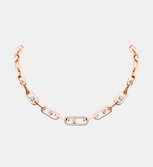 Collier gourmette en or rose et diamants Messika