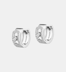 Boucles d'oreilles créoles en or blanc et diamants Messika