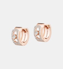 Boucles d'oreilles créoles en or rose et diamants Messika