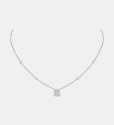 Collier en or blanc et diamants taille émeraude Messika
