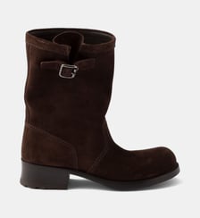 Bottes mi-mollet en veau velours Prada