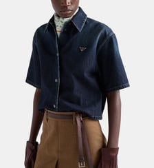 Chemise à manches courtes en denim Prada