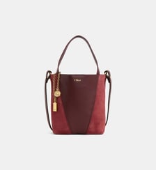 Petit sac cabas Spin en cuir velours et cuir lisse Chloé