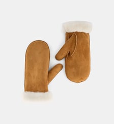 Moufles Castor daim ou cuir doublure laine Galeries Lafayette