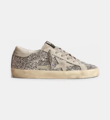 Baskets basses Super Star en cuir effet pailleté Golden Goose
