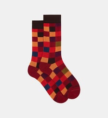 Chaussettes classiques imprimé échiquier en coton Doré Doré