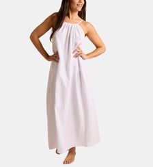 Robe de plage longue à bretelles Navy gaze de coton Anja